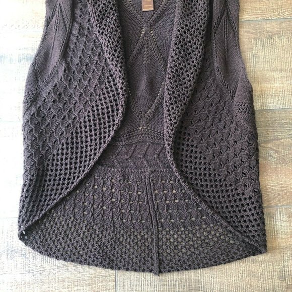 Multiples Open Knit Brown open front Vest Large - Picture 5 of 12